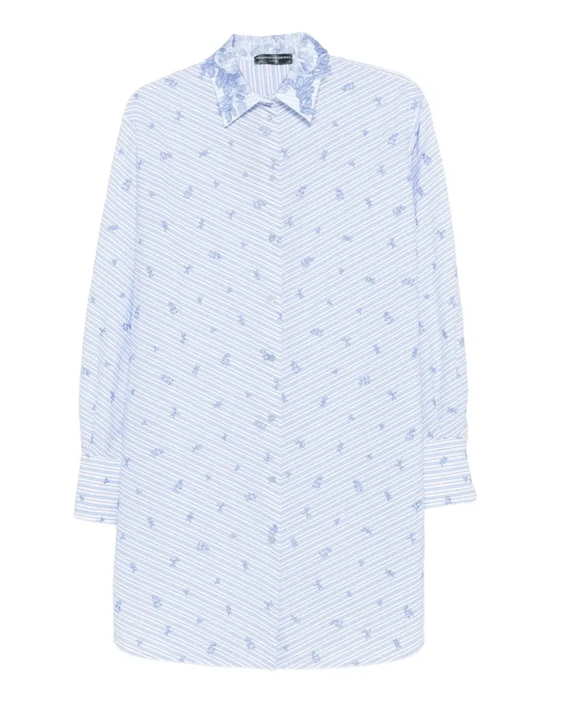 Ermanno Scervino lace-collar stripe-print shirt - Weiß Weiß