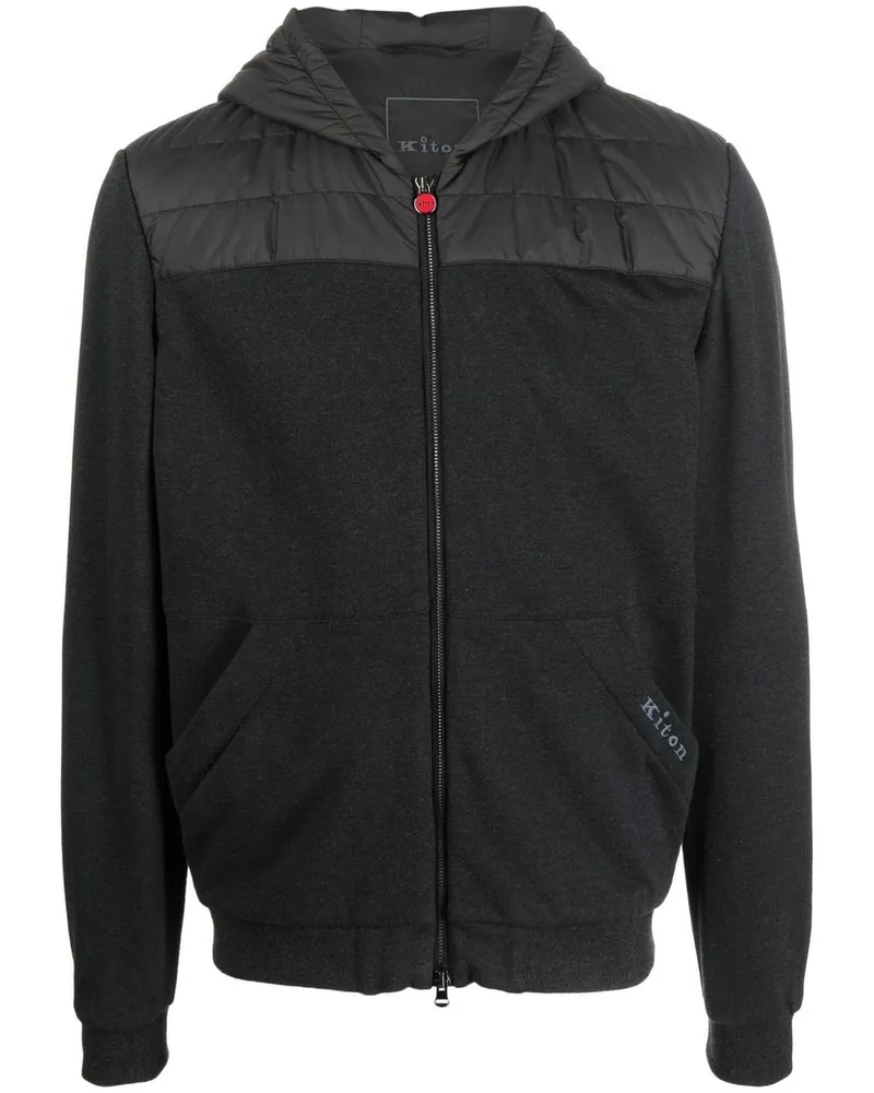 Kiton Kapuzenjacke mit Reißverschluss - Schwarz Schwarz