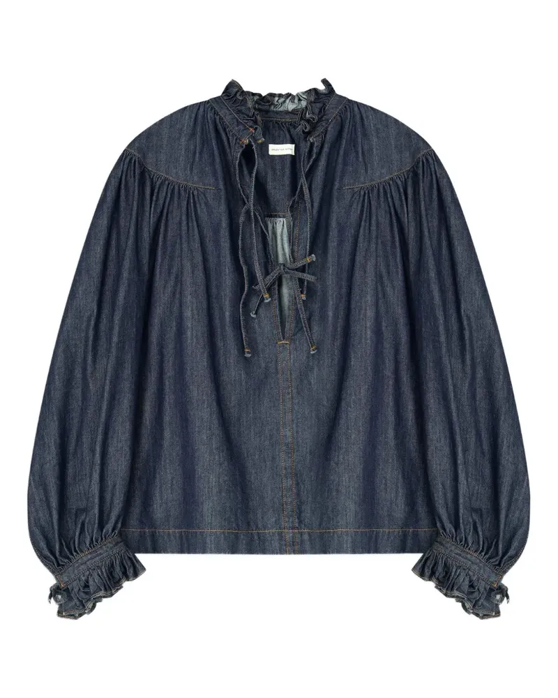 Dries van Noten Jeanshemd mit Rüschen - Blau Blau