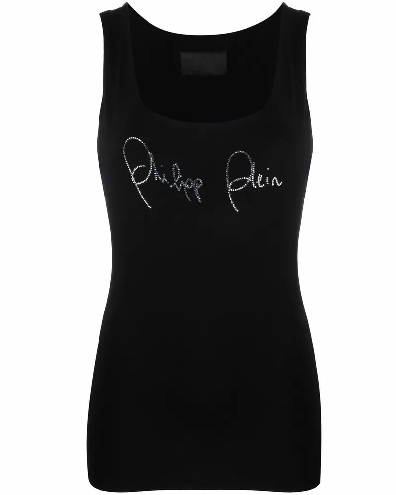 Philipp Plein Top mit Logo - Schwarz Schwarz