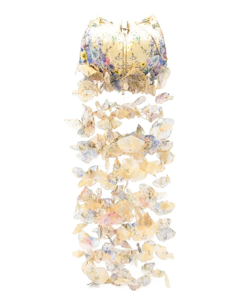 Camilla Clutch mit Blumen - Gelb Gelb