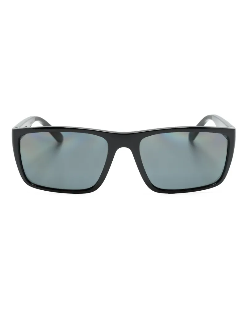 Ferrari Eckige Sonnenbrille mit Logo-Schild - Schwarz Schwarz