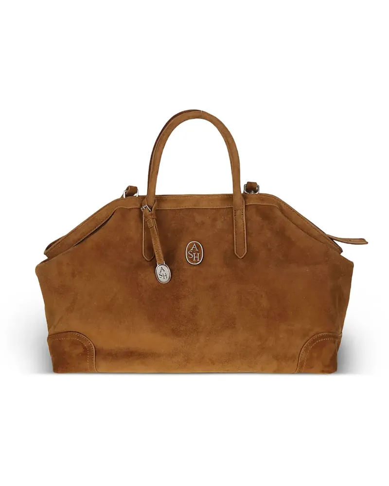 ash Jaqueline Texas logo-plaque suede shoulder bag - Braun Braun