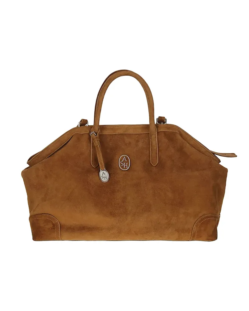 ash Jaqueline Texas logo-plaque suede shoulder bag - Braun Braun