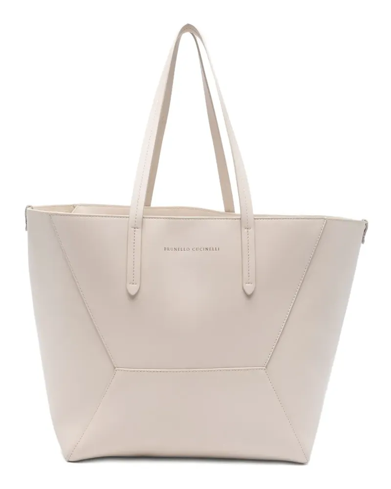 Brunello Cucinelli BC Duo geometric leather tote bag - Nude Nude