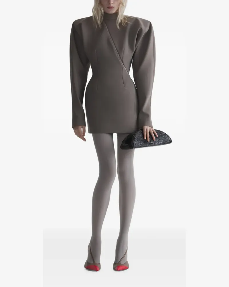 Thierry Mugler Taupe Minikleid mit Reißverschluss - Nude Nude