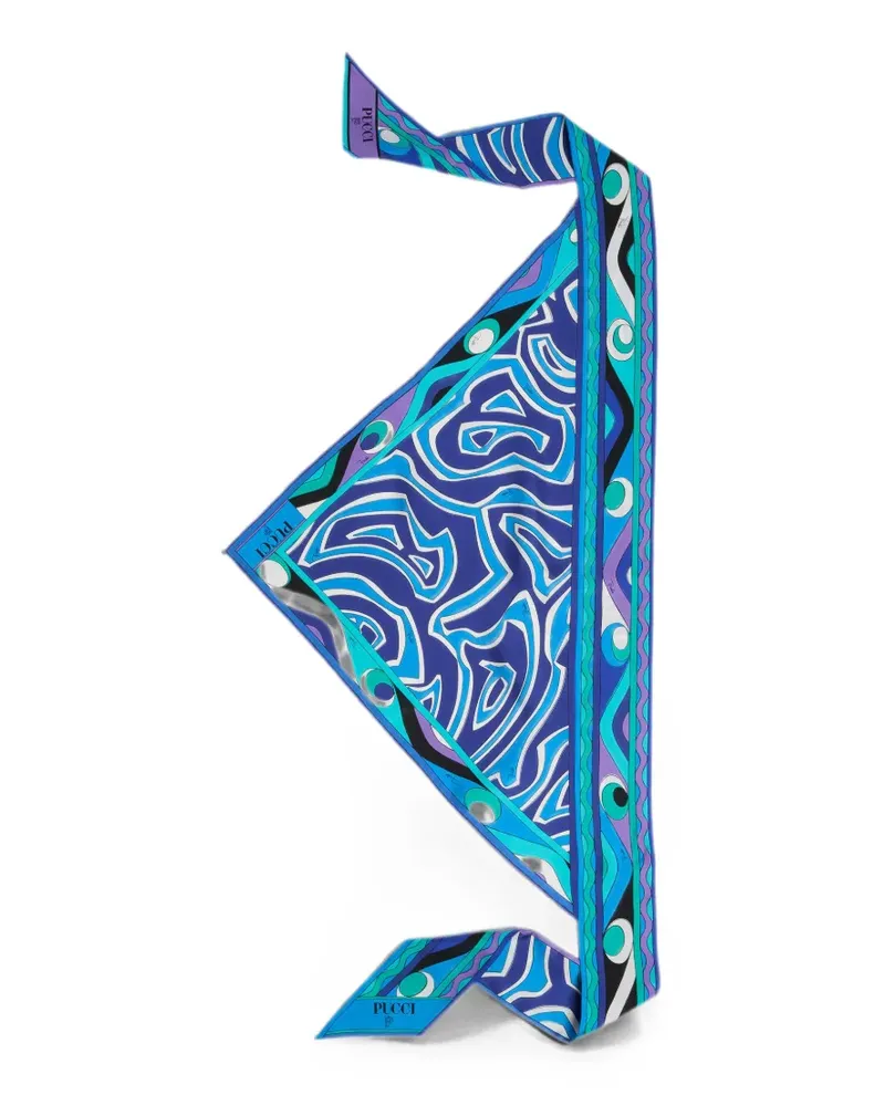 Emilio Pucci Labirinto-print silk triangle scarf - Blau Blau