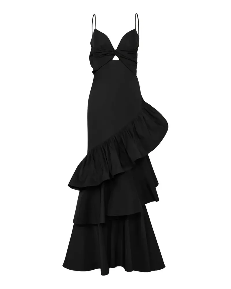 Johanna Ortiz Gerüschtes Viva La Vida Maxikleid - Schwarz Schwarz