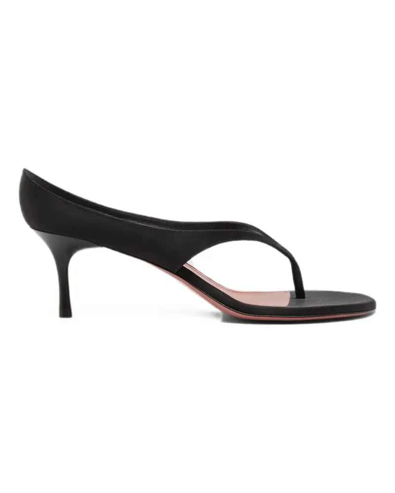 Amina Muaddi Alexandra thong slippers 60 black satin - Schwarz Schwarz