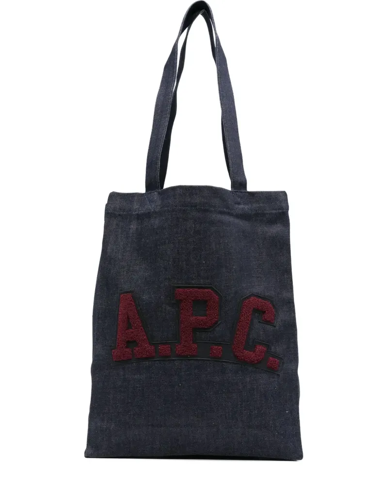 A.P.C. Mittelgroße Tote Bag mit Logo-Stickerei - Blau Blau