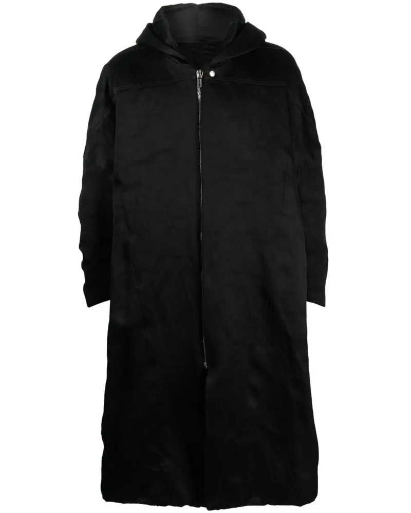 Rick Owens Strukturierter Kapuzenmantel - Schwarz Schwarz