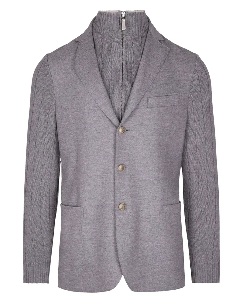 Eleventy Geknöpfter Blazer mit gerippten Ärmeln - Grau Grau