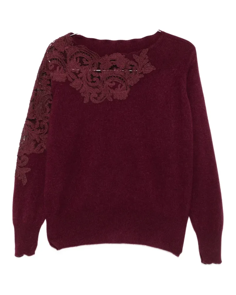 Ermanno Scervino lace-embellished boat-neck knit - Violett Violett