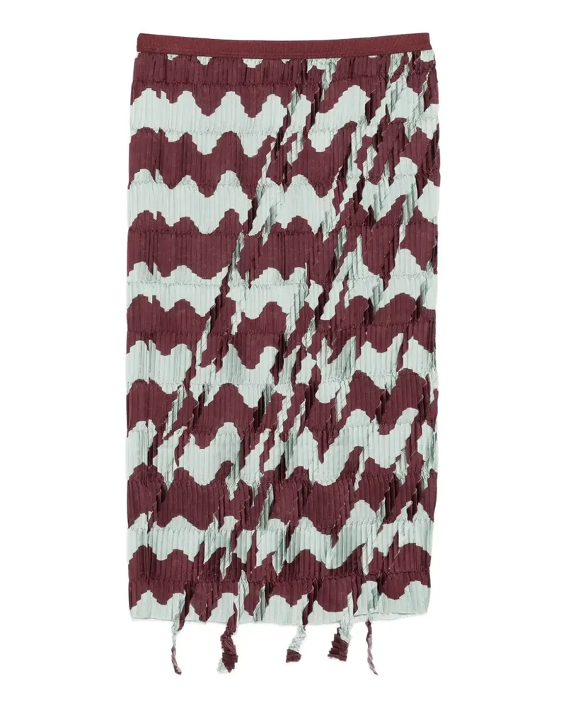 JNBY Gestreifter Faltenrock mit Fransen - Rot Rot