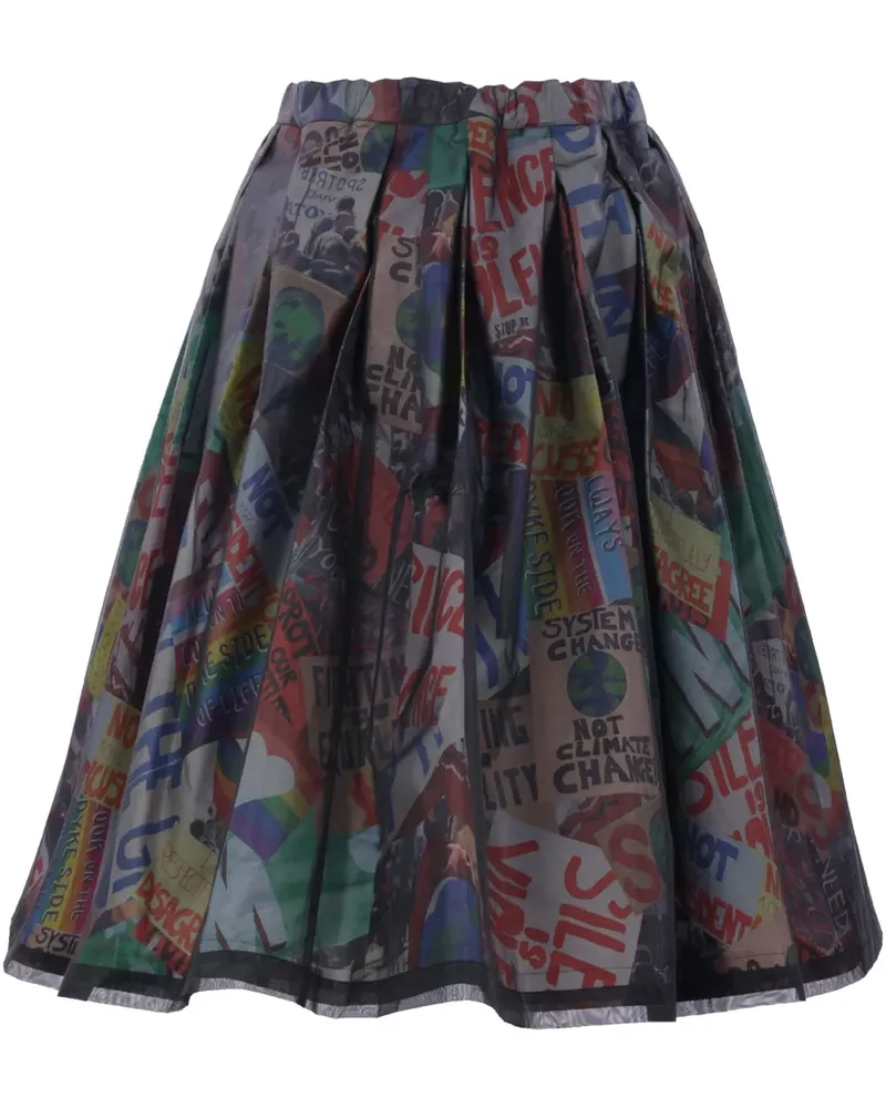 Comme des Garçons Faltenrock mit Print - Schwarz Schwarz
