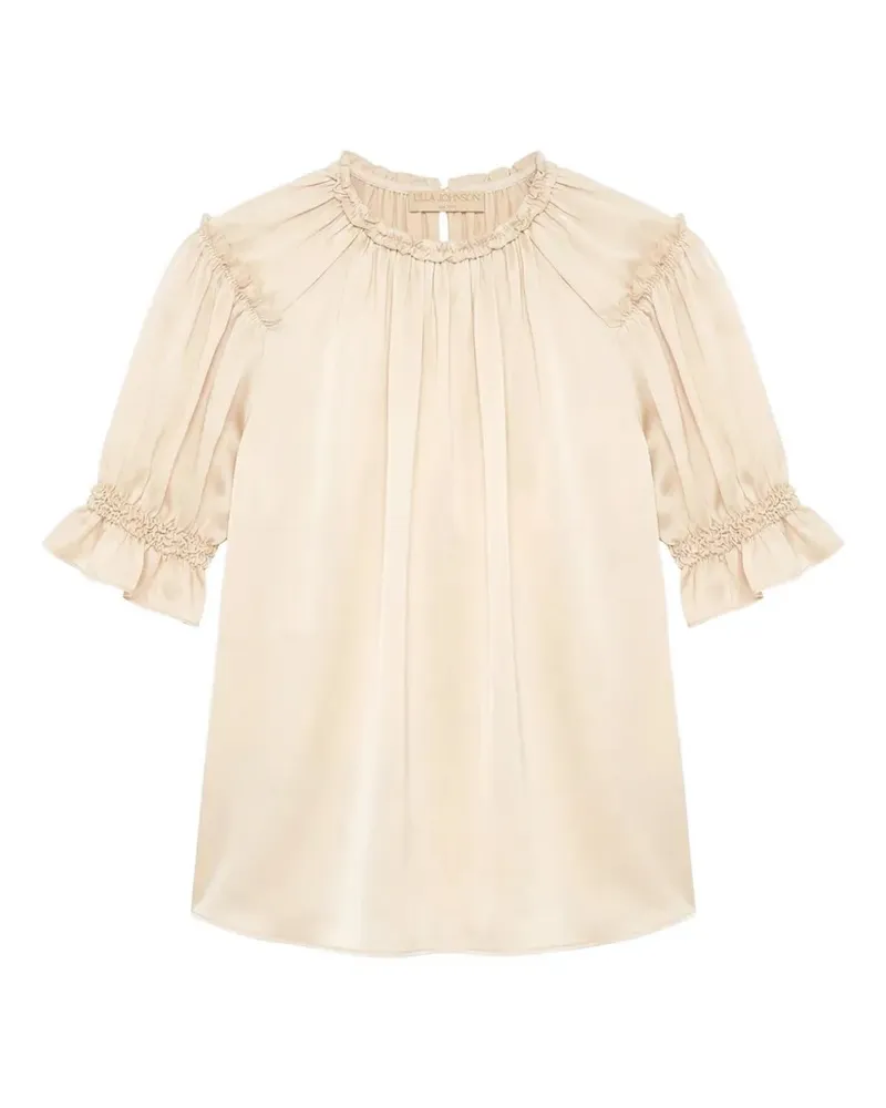 Ulla Johnson Alina Seidenbluse mit Puffärmeln - Nude Nude