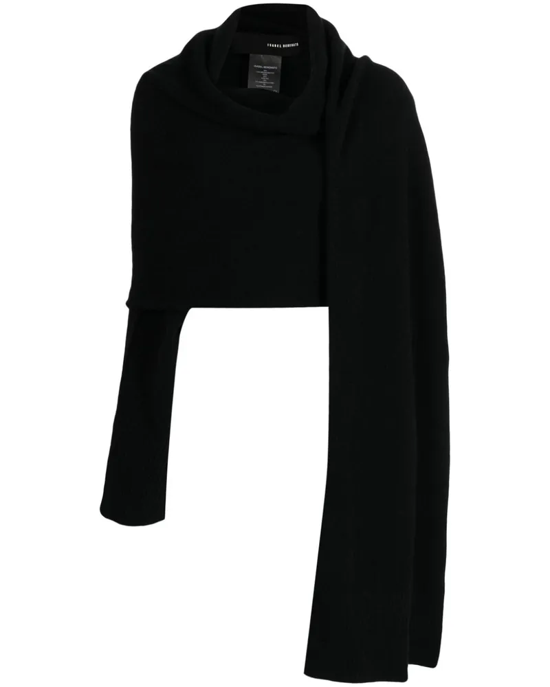 Isabel Benenato Asymmetrischer Pullover mit Schal - Schwarz Schwarz