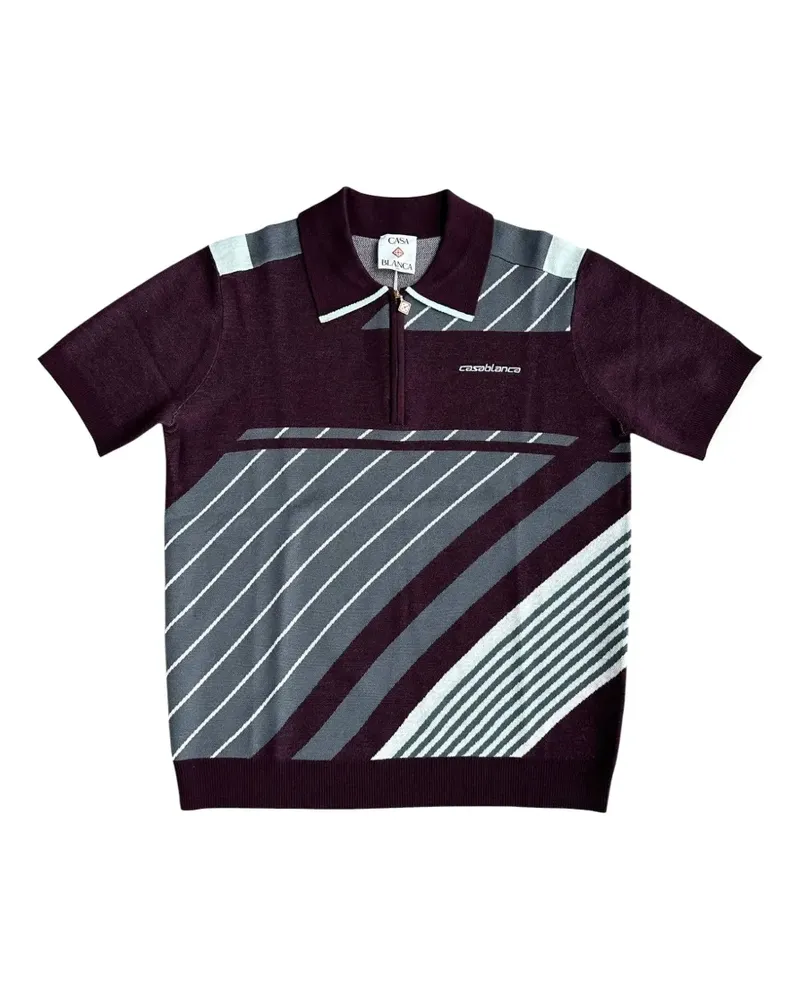 Casablanca Paris Poloshirt mit diagonalen Streifen - Rot Rot