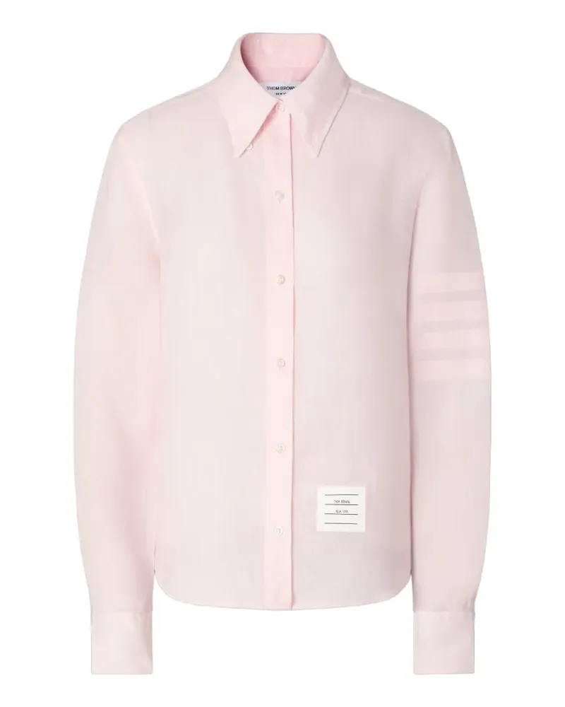Thom Browne Leinenhemd mit 4-Streifen-Logo - Rosa Rosa