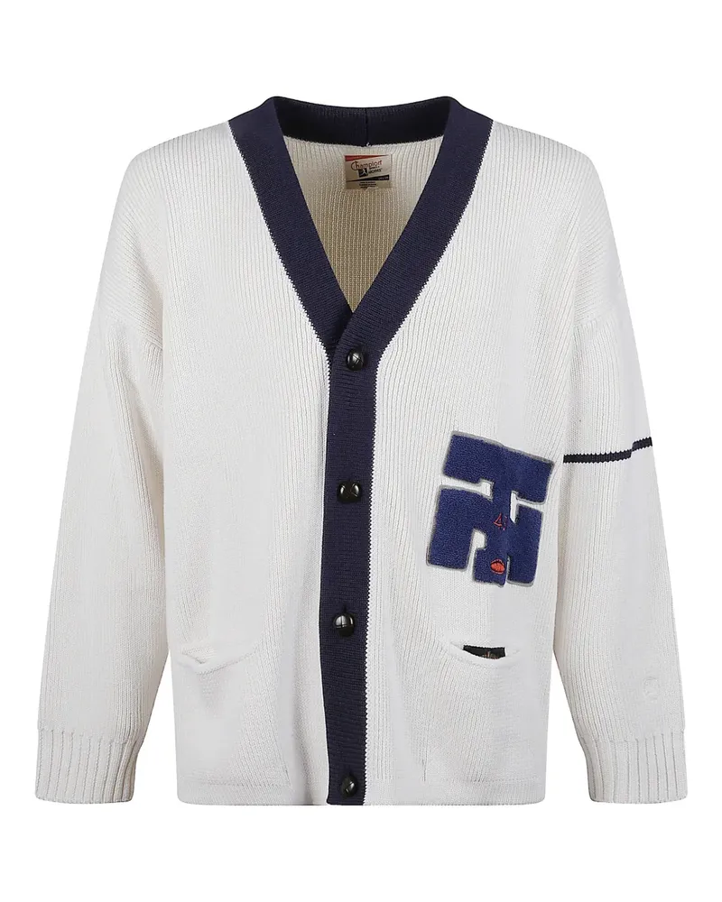 Champion appliqué wool-blend cardigan - Weiß Weiß