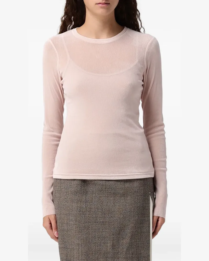 TELA sheer long-sleeve T-shirt - Rosa Rosa