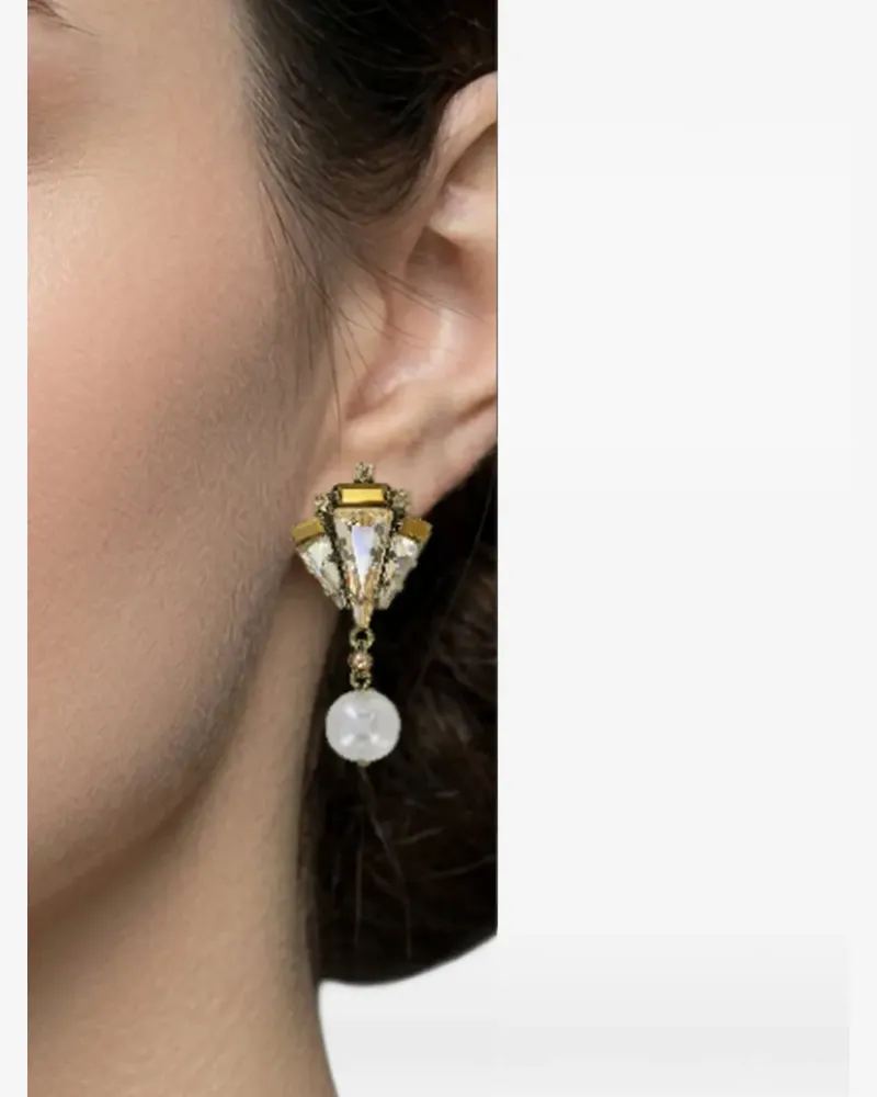 KONPLOTT Spikes and Pearls crystal-embellished drop earrings - Gold Gold