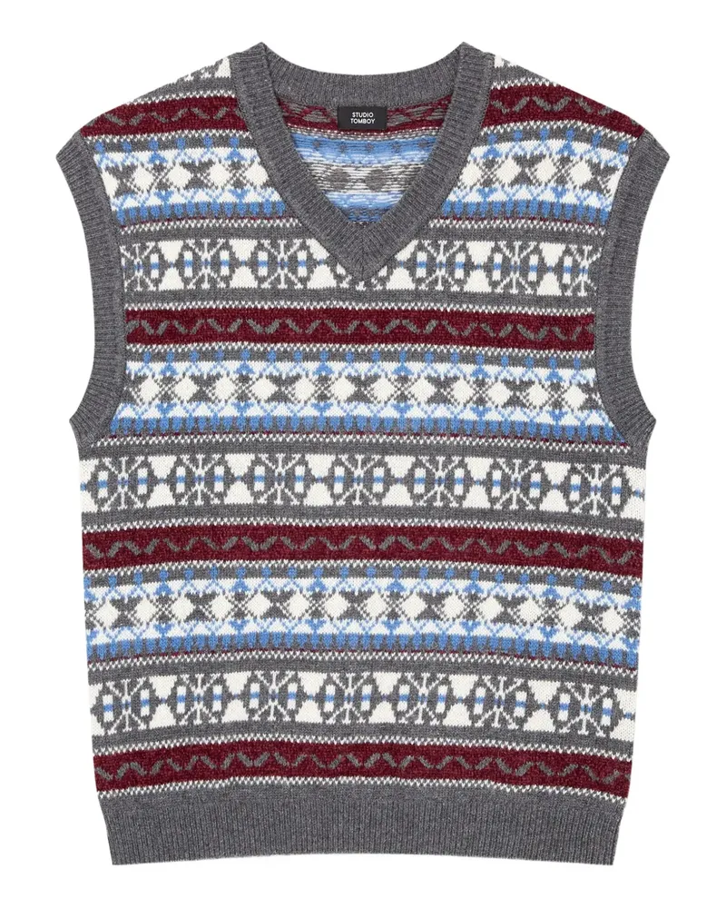 STUDIO TOMBOY Geometrisch gemusterter Pullunder - Grau Grau