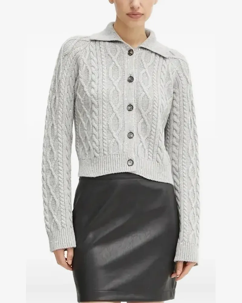 Liviana Conti Cardigan mit Pailletten - Grau Grau
