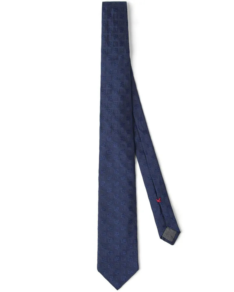 Brunello Cucinelli Seidenkrawatte mit geometrischer Stickerei - Blau Blau