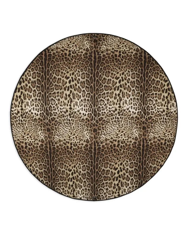 Dolce & Gabbana Tischdecken-Set aus Leinen mit Leoparden-Print - Braun Braun