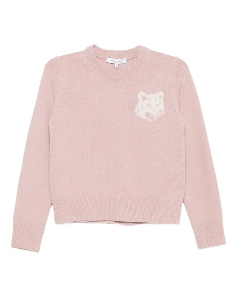 Kitsuné Intarsien-Pullover mit Fuchskopf - Rosa Rosa