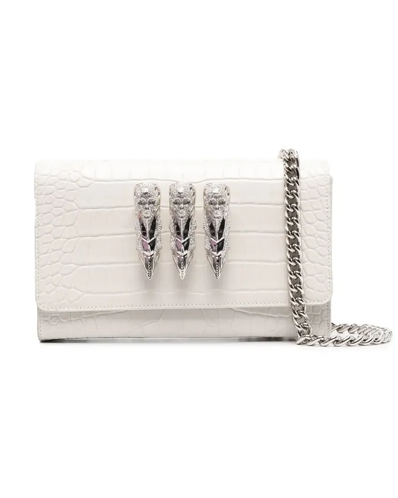 Philipp Plein Clutch mit Totenkopf - Weiß Weiß