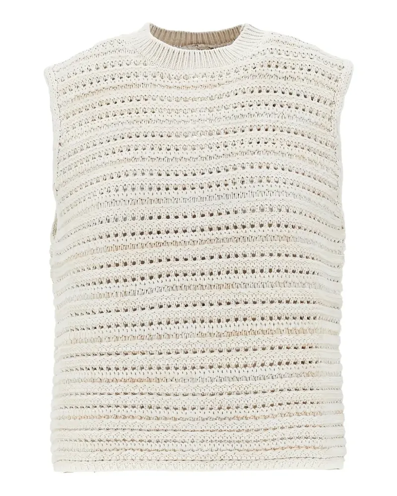 Emporio Armani pointelle-knit top - Nude Nude