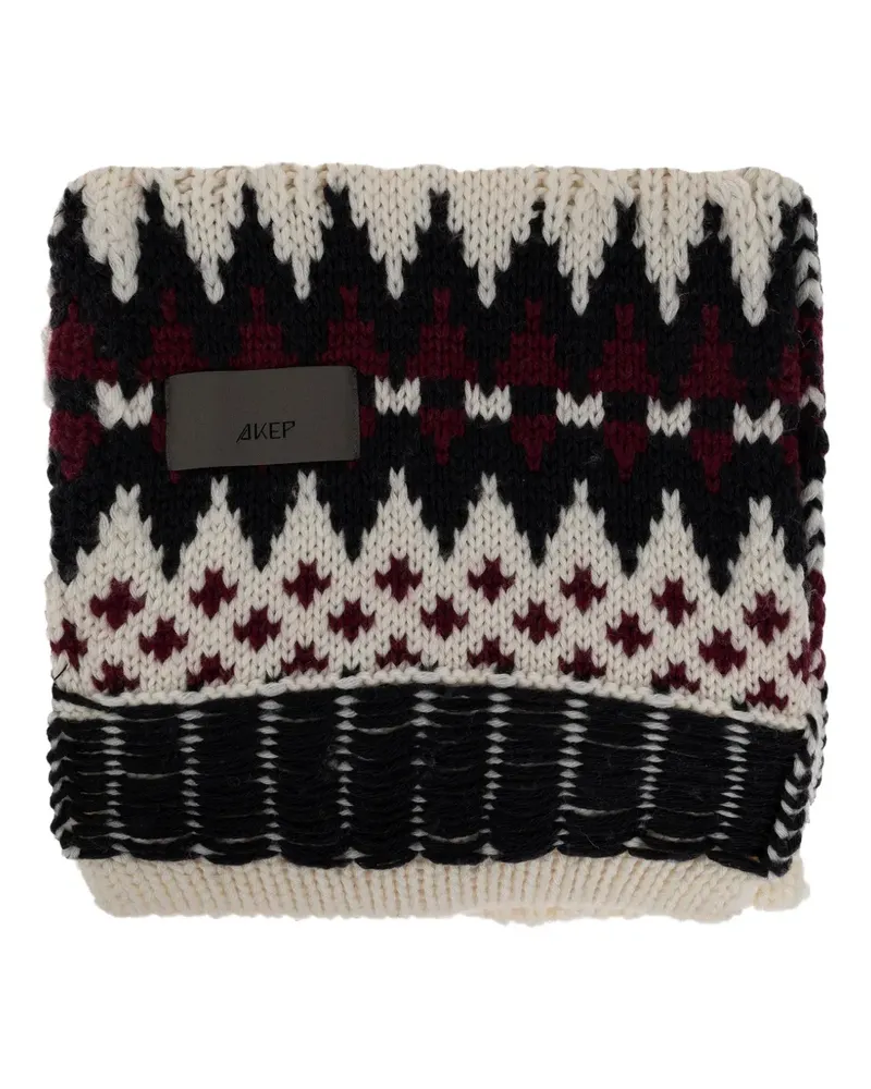 AKEP cable-knit jacquard-patterned scarf - Nude Nude