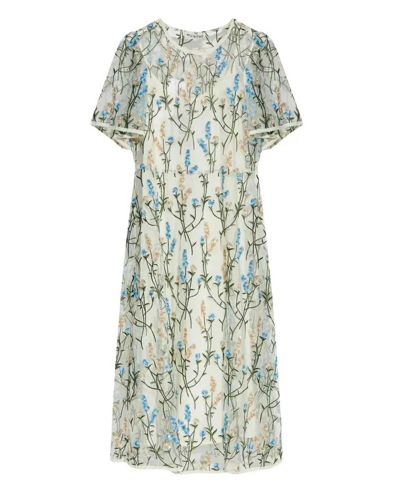 MUNTHE Kleid mit Blumenstickerei - Weiß Weiß