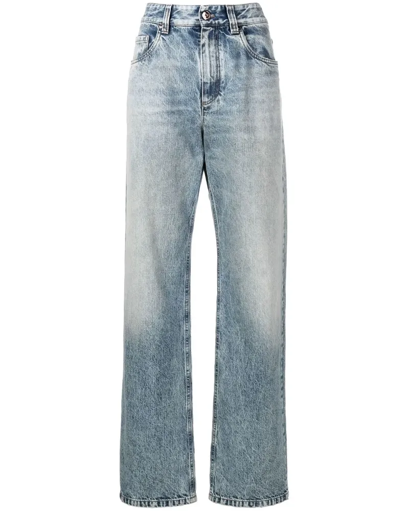 Brunello Cucinelli Halbhohe Straight-Leg-Jeans - Blau Blau