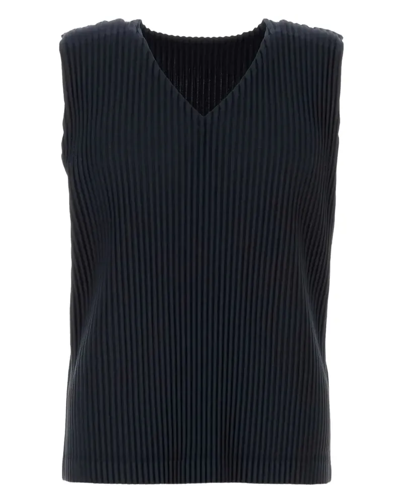 Issey Miyake Plissierte Weste mit V-Ausschnitt - Blau Blau