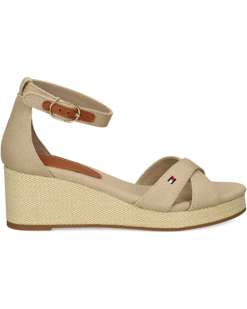 Tommy Hilfiger Wedge-Sandalen mit überkreuzten Riemen - Nude Nude