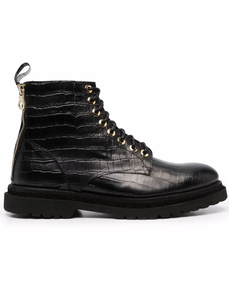 Giuliano Galiano Schnürstiefel mit Kroko-Optik - Schwarz Schwarz