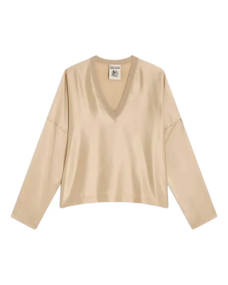 Semicouture Elmond V-neck sweater - Nude Nude