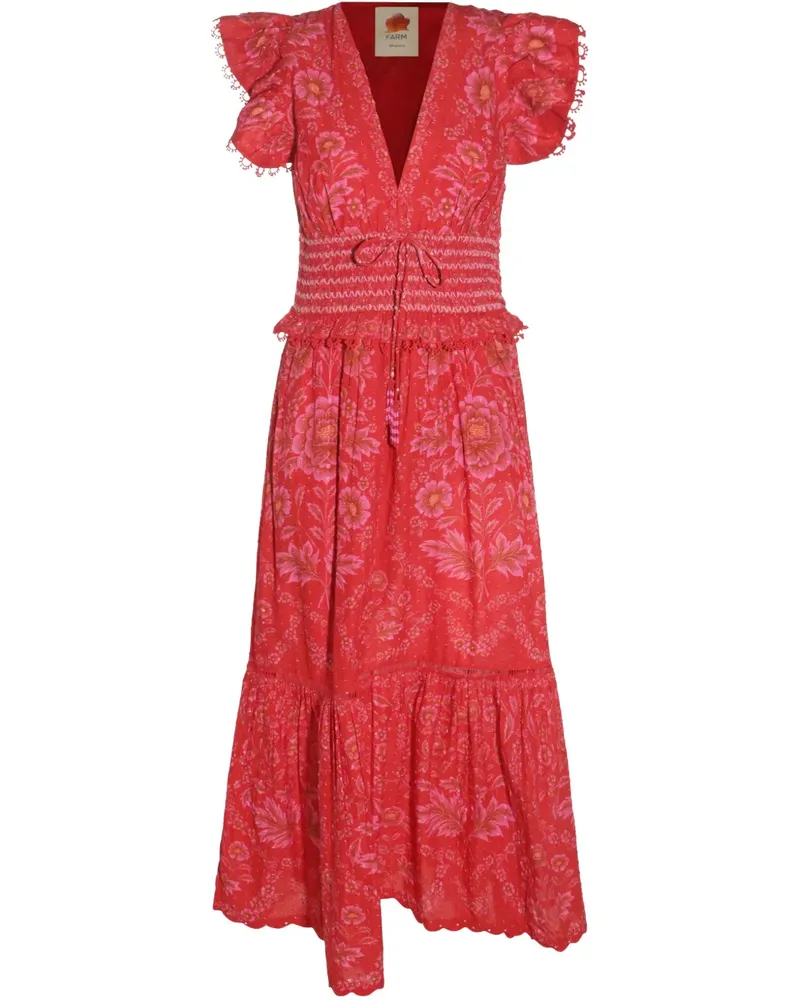 FARM Rio Maxikleid mit Blumen-Print - Rot Rot