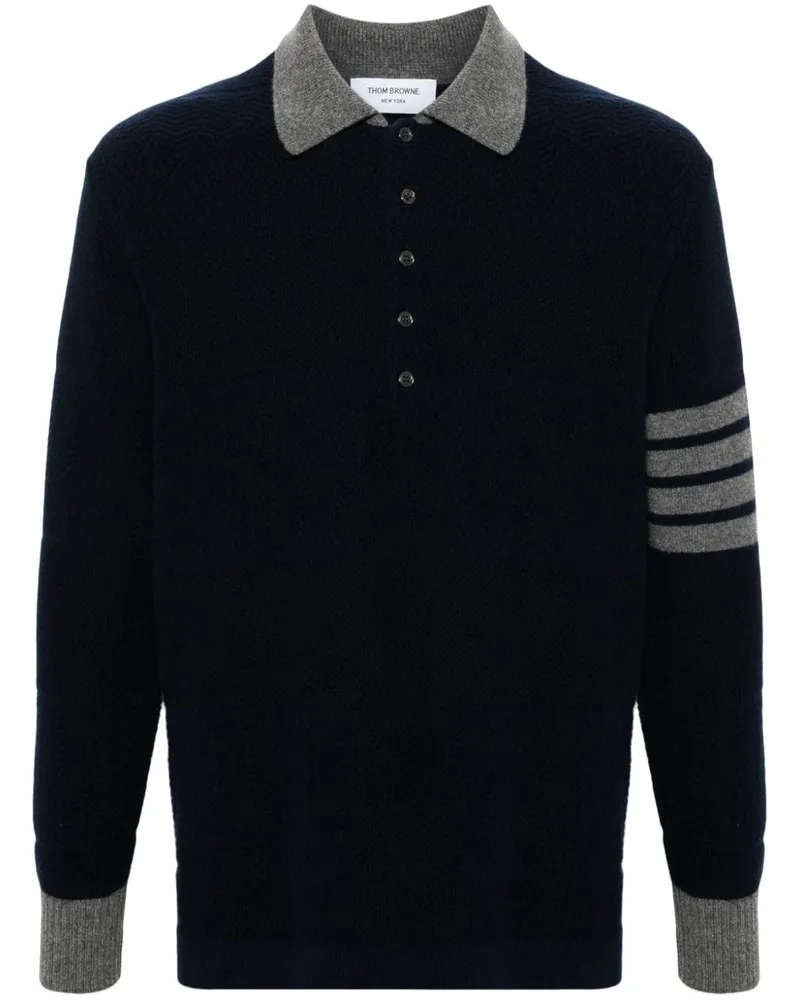 Thom Browne 4-Bar Poloshirt aus Schurwolle - Blau Blau