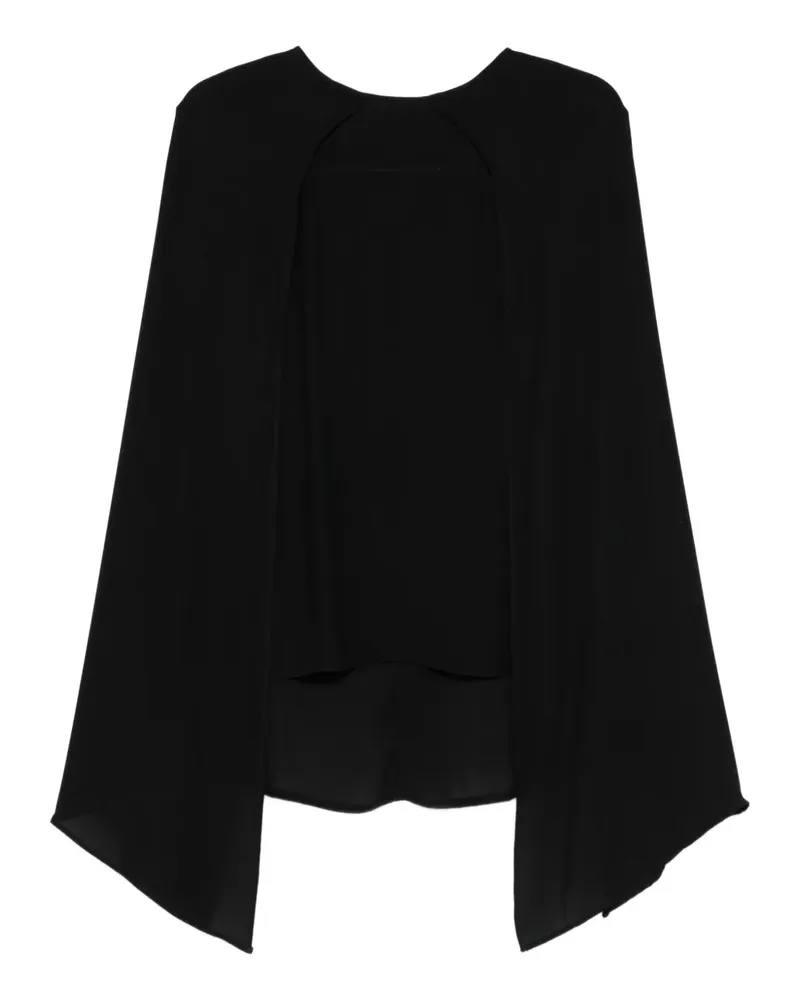 PLAN C Georgette-Bluse mit Cape-Ärmel - Schwarz Schwarz