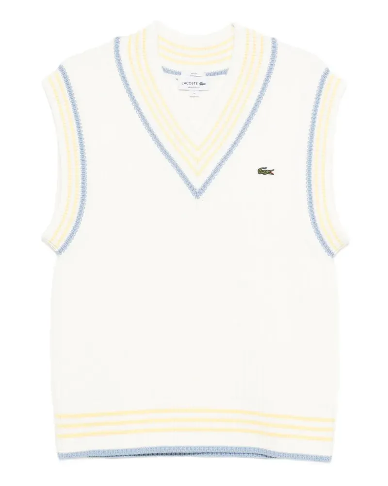 Lacoste V-neck striped knitted vest - Weiß Weiß