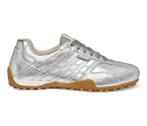 Snake Sneakers mit Metallic-Einsätzen - Silber