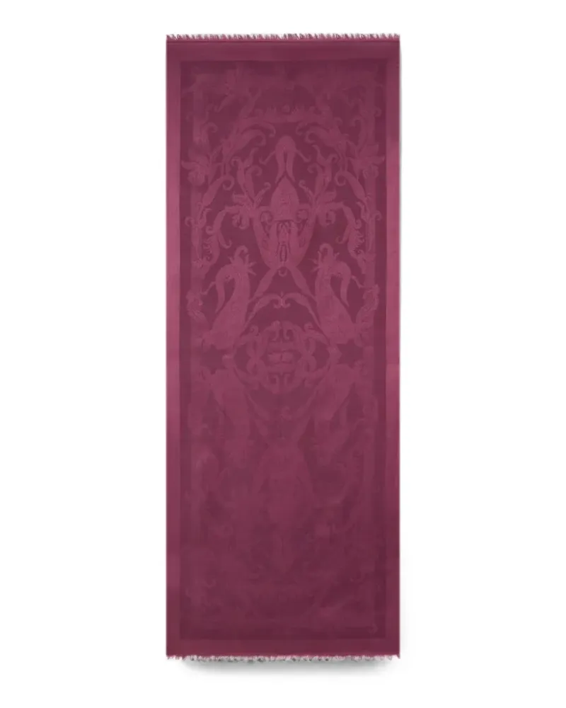 Etro silk and wool jacquard scarf with leafy Paisley motif - Violett Violett