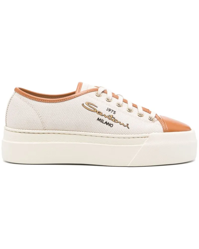 Santoni Plateau-Sneakers aus Canvas - Nude Nude