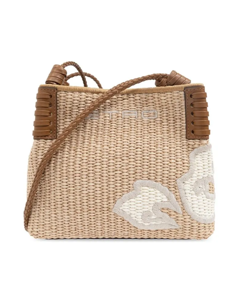 Etro Bestickte Schultertasche - Nude Nude
