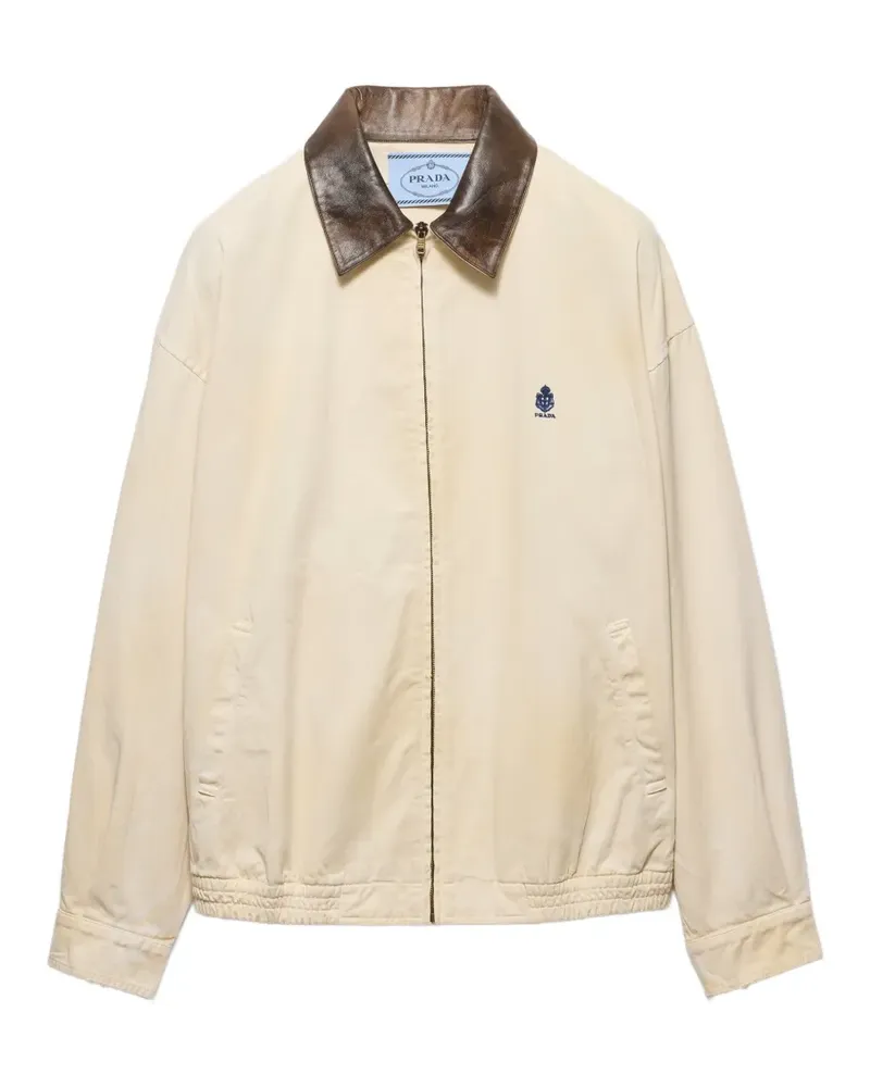 Prada Bestickter Blouson aus stückgefärbtem Old-Gabardine - Nude Nude