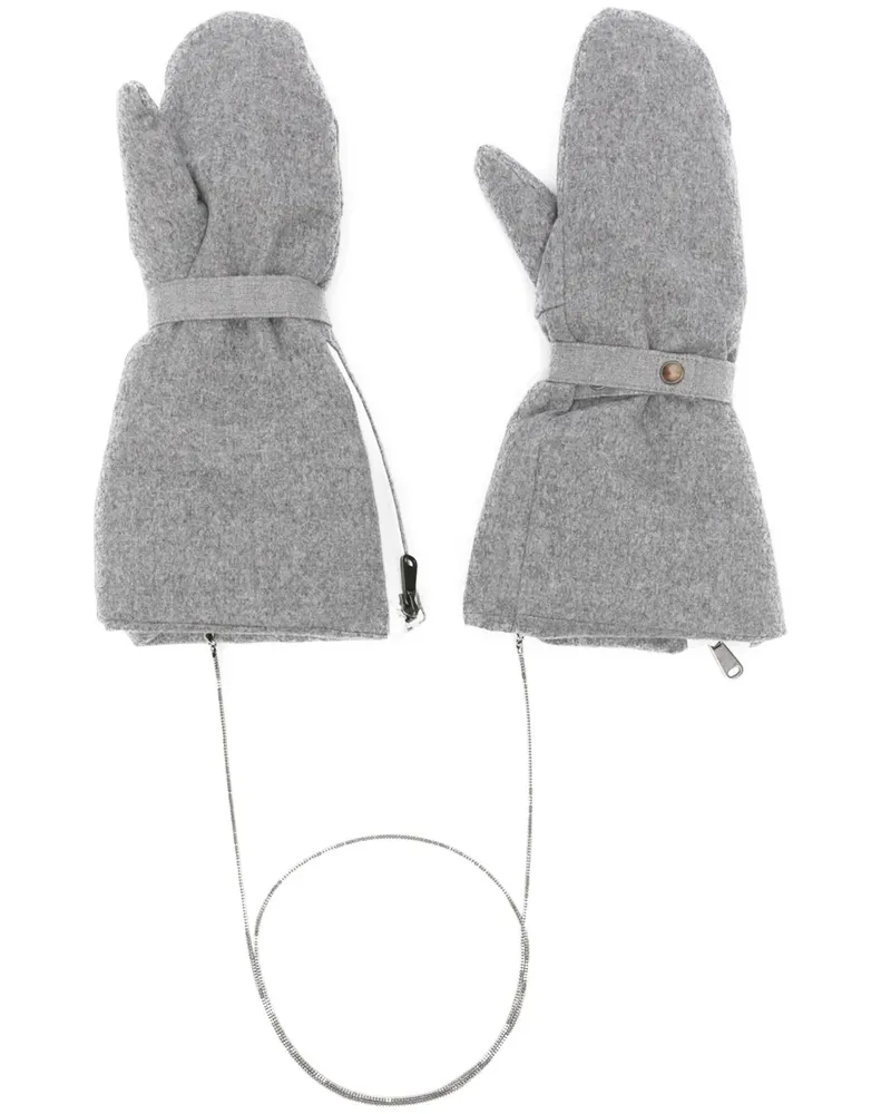 Brunello Cucinelli Fäustlinge mit Riemen und Reißverschlussdetail - Grau Grau